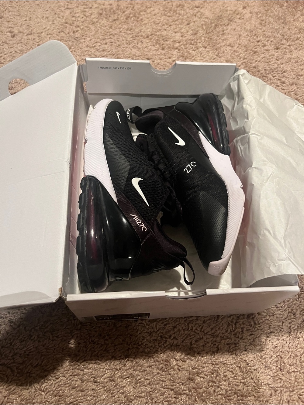 Nike Air Max 270 Black/White Men's Running Shoes - Picture 9 of 9